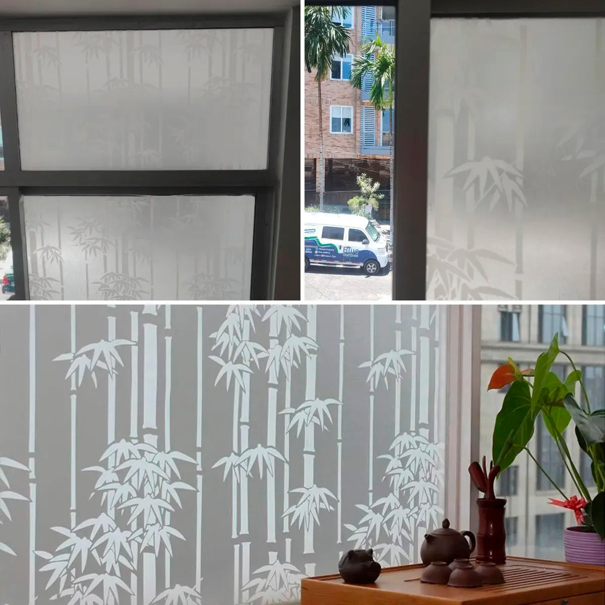 Papel Adhesivo Tipo Vitral Diseño Bambu De 2 mts x 90 mts