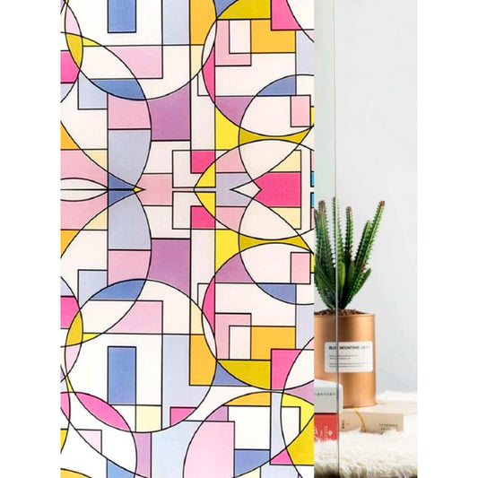 Papel Adhesivo Tipo Vitral Diseño Geometrico Colores De 2 mts x 90 mts