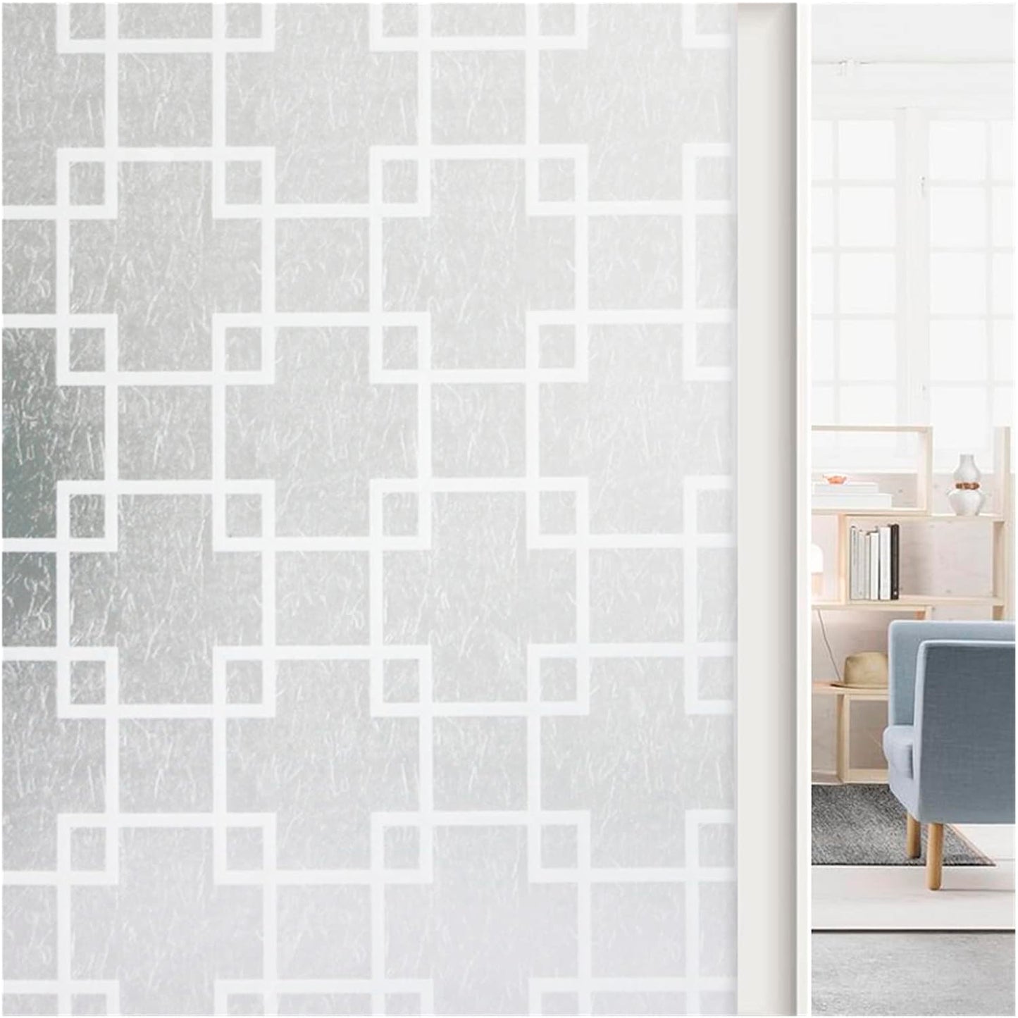 Papel Adhesivo Tipo Vitral Diseño Cuadros De 2 mts x 90 mts