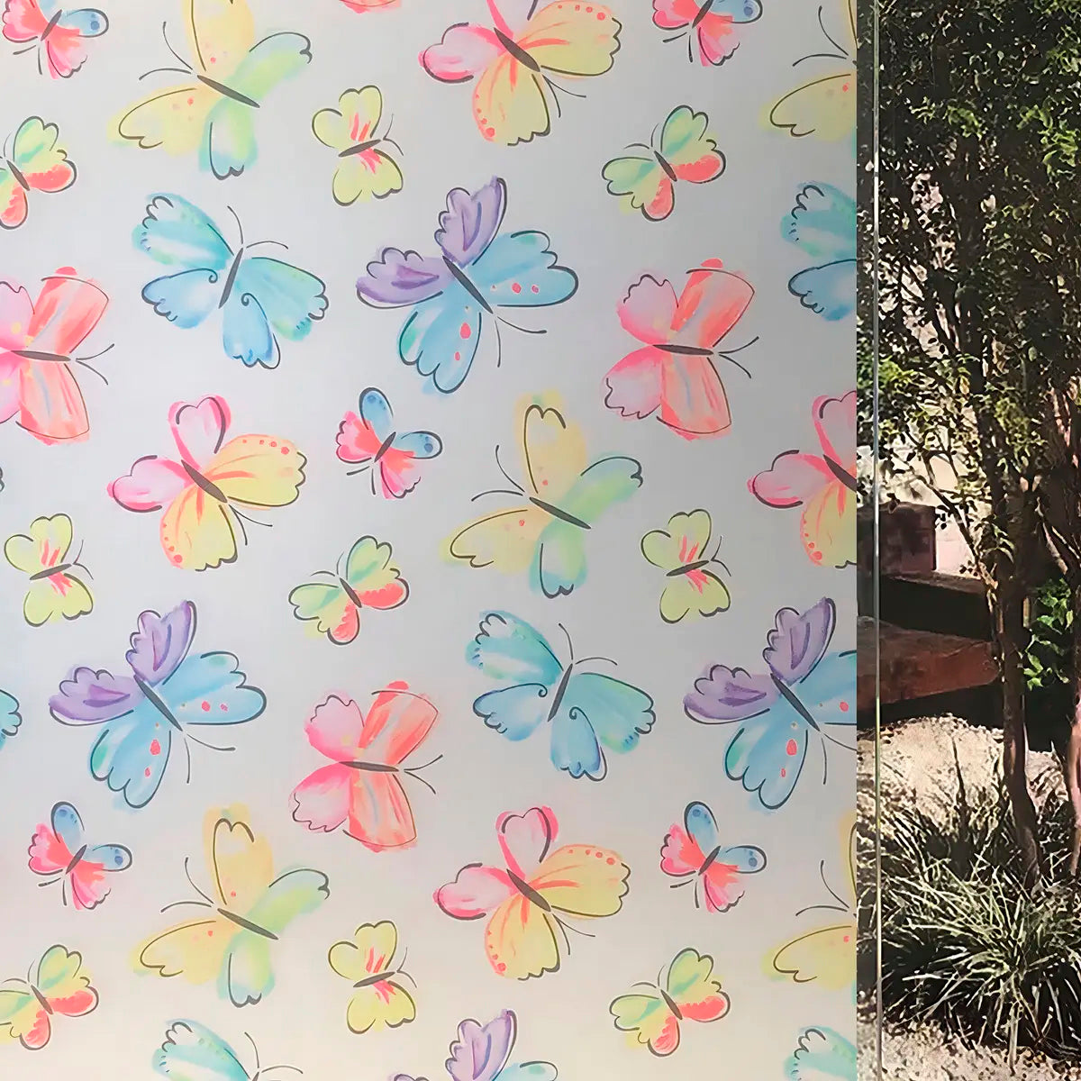Papel Adhesivo Tipo Vitral Diseño Mariposas De 2 mts x 90 mts