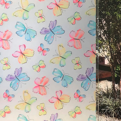 Papel Adhesivo Tipo Vitral Diseño Mariposas De 2 mts x 90 mts
