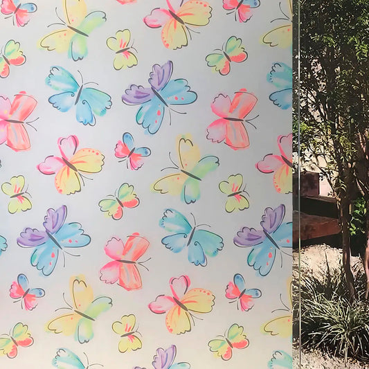 Papel Adhesivo Tipo Vitral Diseño Mariposas De 2 mts x 90 mts