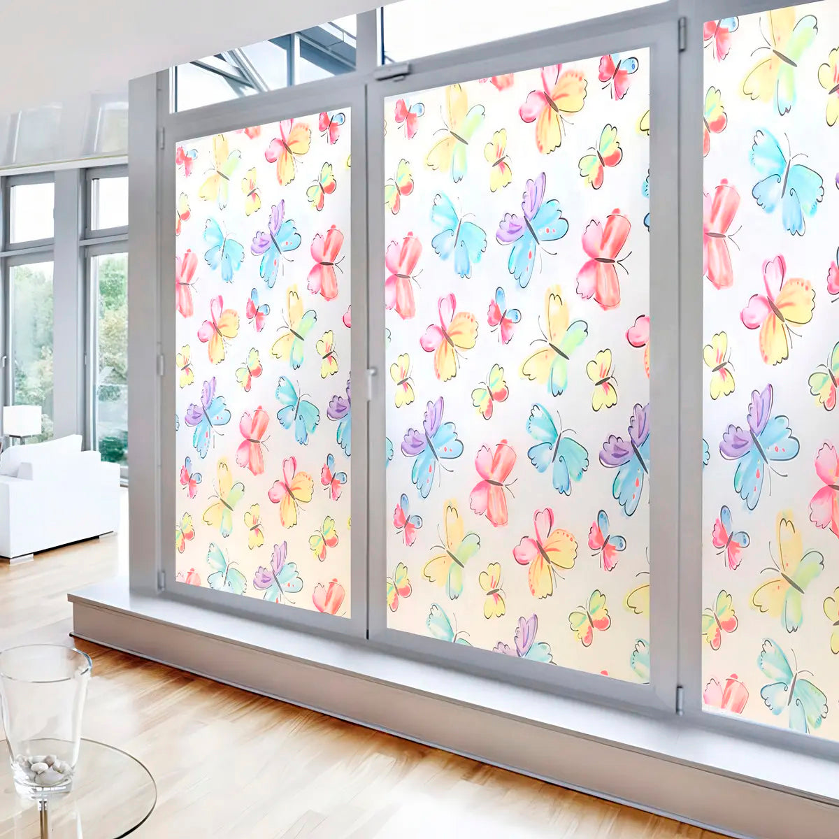 Papel Adhesivo Tipo Vitral Diseño Mariposas De 2 mts x 90 mts
