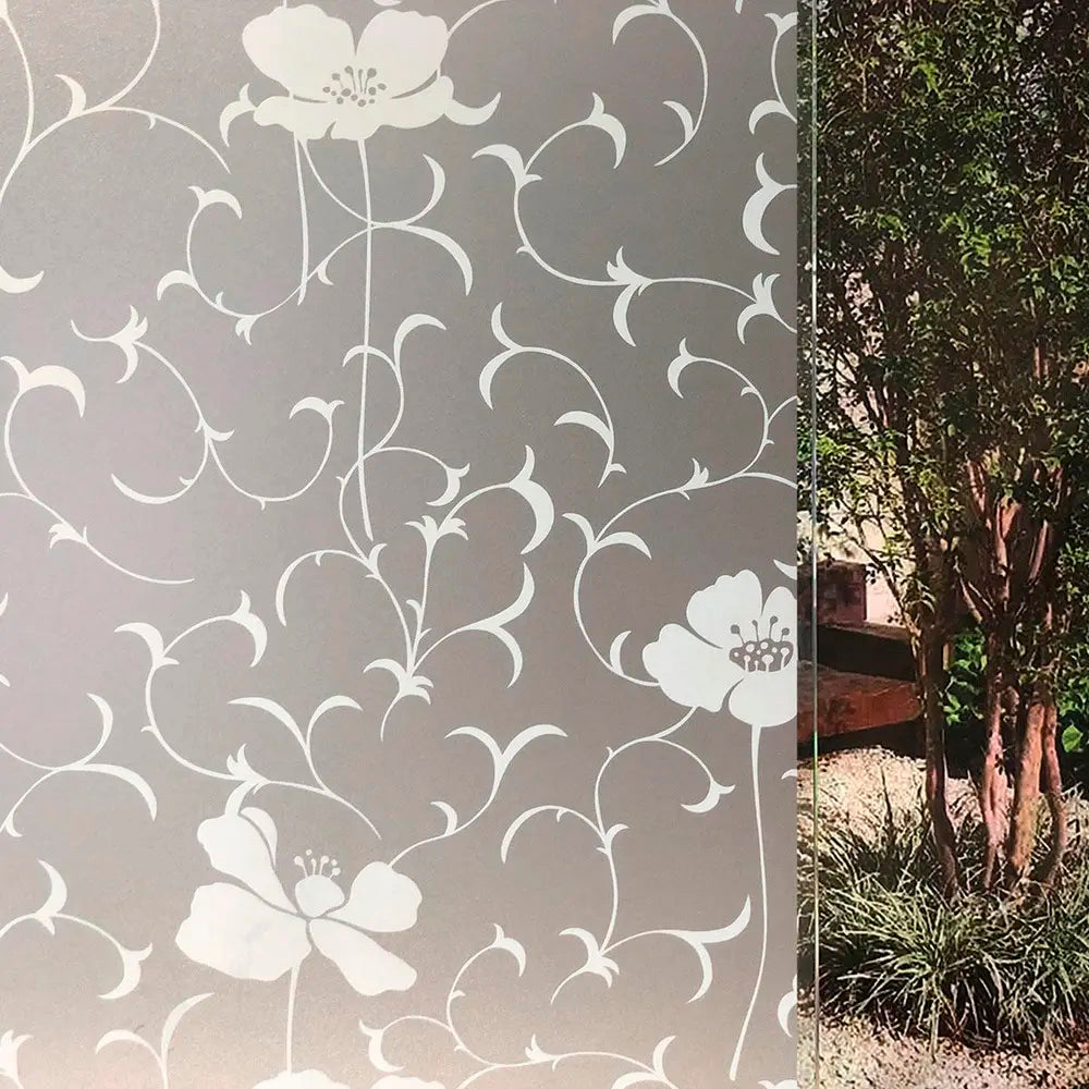 Papel Adhesivo Tipo Vitral Diseño Floral De 2 mts x 90 mts