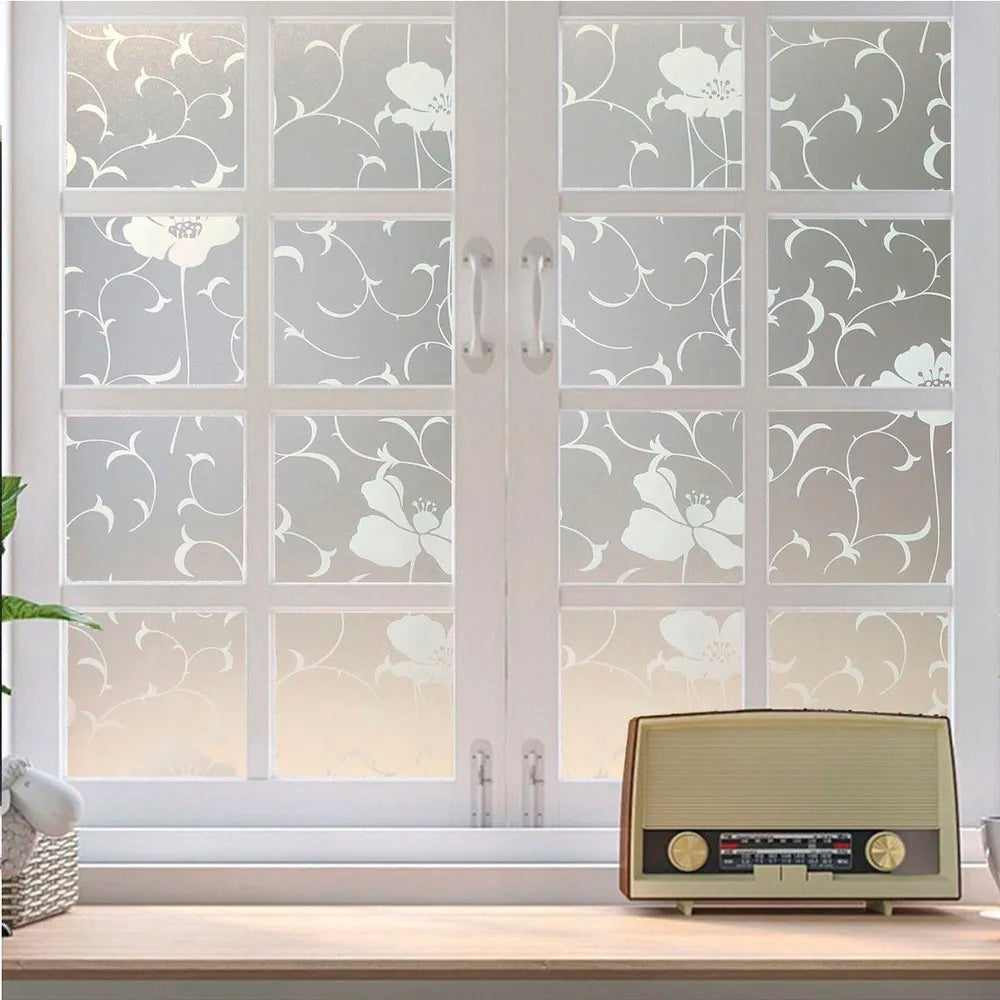 Papel Adhesivo Tipo Vitral Diseño Floral De 2 mts x 90 mts