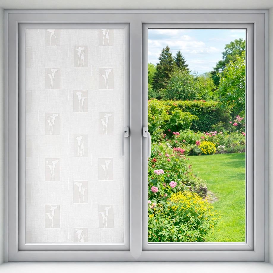 Papel Adhesivo Tipo Vitral Flor Blanca De 2 mts x 90 mts