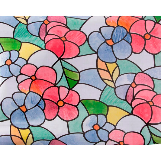 Papel Adhesivo Tipo Vitral Diseño Floral Colores De 2 mts x 90 mts