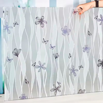 Papel Adhesivo Tipo Vitral Flores y Mariposas De 2 mts x 90 mts