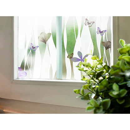 Papel Adhesivo Tipo Vitral Flores y Mariposas De 2 mts x 90 mts
