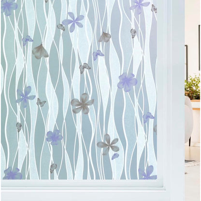 Papel Adhesivo Tipo Vitral Flores y Mariposas De 2 mts x 90 mts