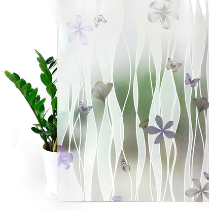 Papel Adhesivo Tipo Vitral Flores y Mariposas De 2 mts x 90 mts