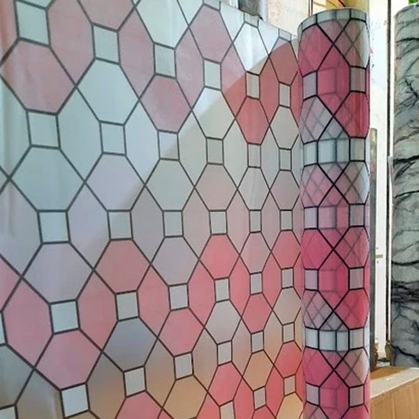 Papel Adhesivo Tipo Vitral Geometrico De 2 mts x 90 mts