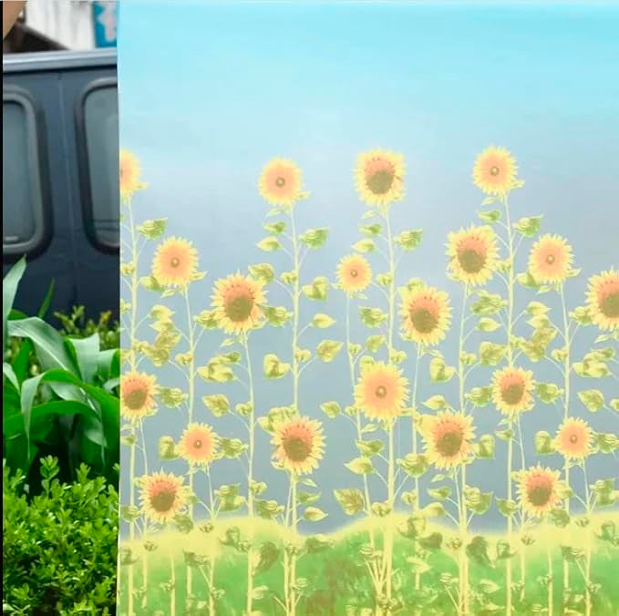 Papel Adhesivo Tipo Vitral Girasoles De 2 mts x 90 mts