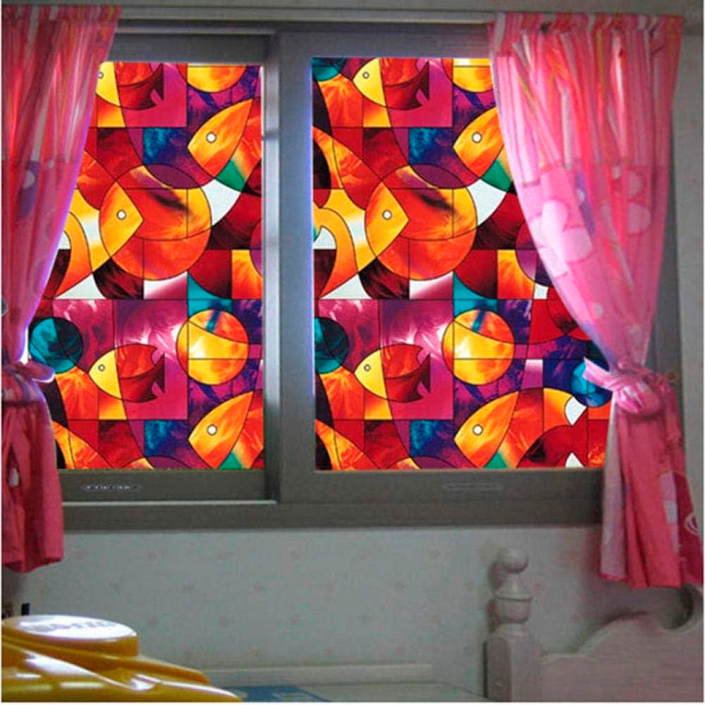 Papel Adhesivo Tipo Vitral Diseño De Peces De 2 mts x 90 mts
