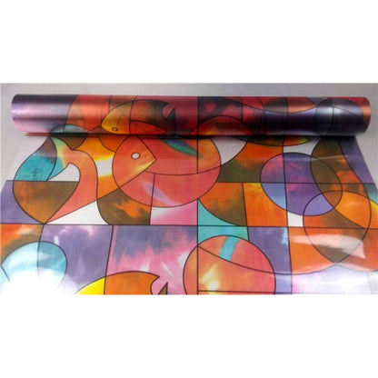Papel Adhesivo Tipo Vitral Diseño De Peces De 2 mts x 90 mts