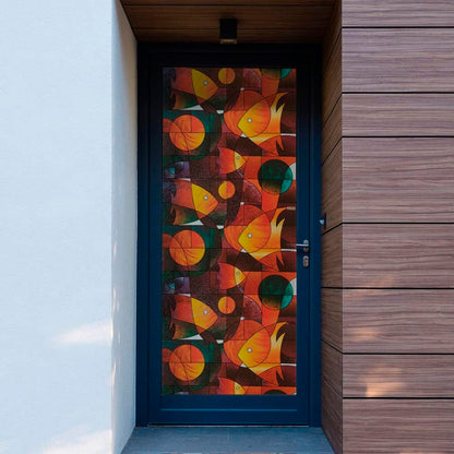 Papel Adhesivo Tipo Vitral Diseño De Peces De 2 mts x 90 mts