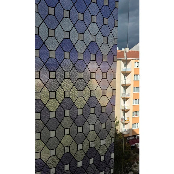 Papel Adhesivo Tipo Vitral Diseño Geometrico De 2 mts x 90 mts