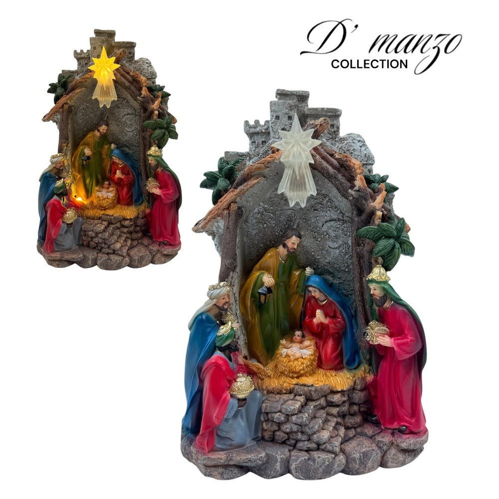 Nacimiento Pesebre Con Luz De 28 Cm