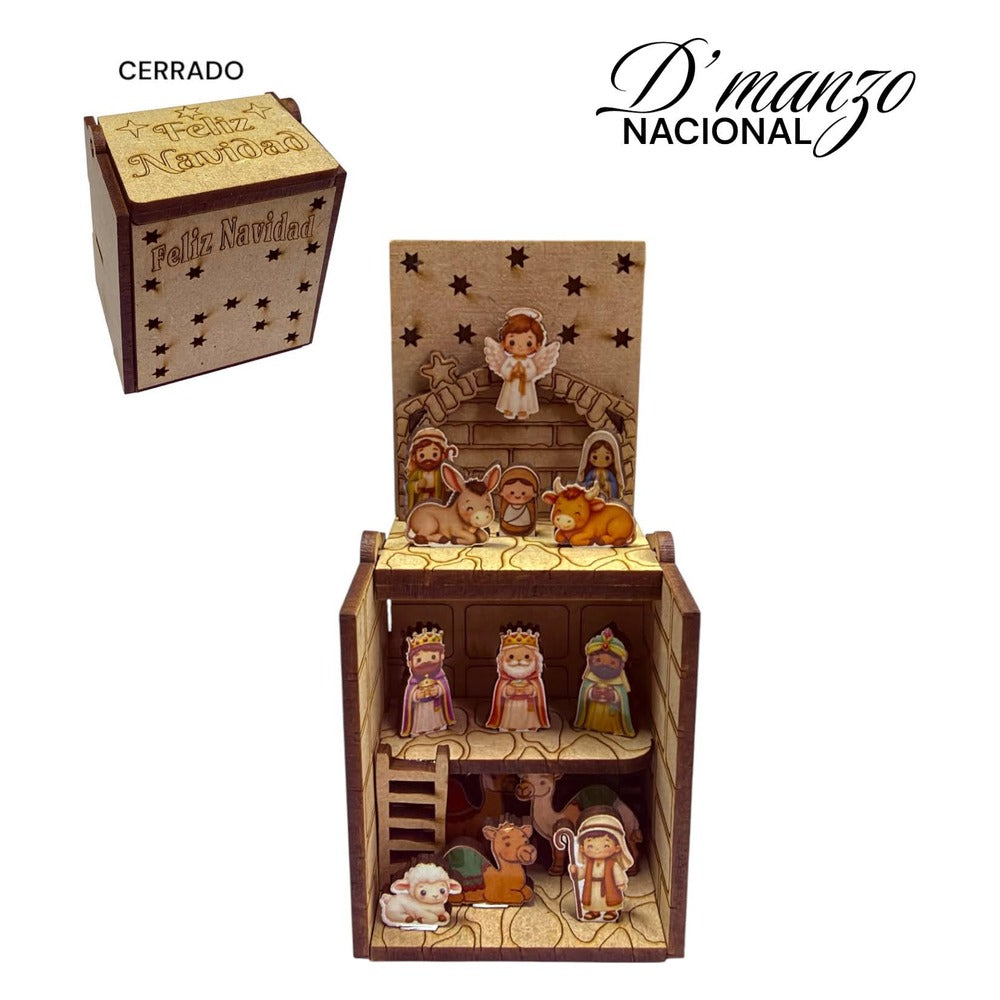 Pesebre En Caja Madera MDF De 11x5 Cm