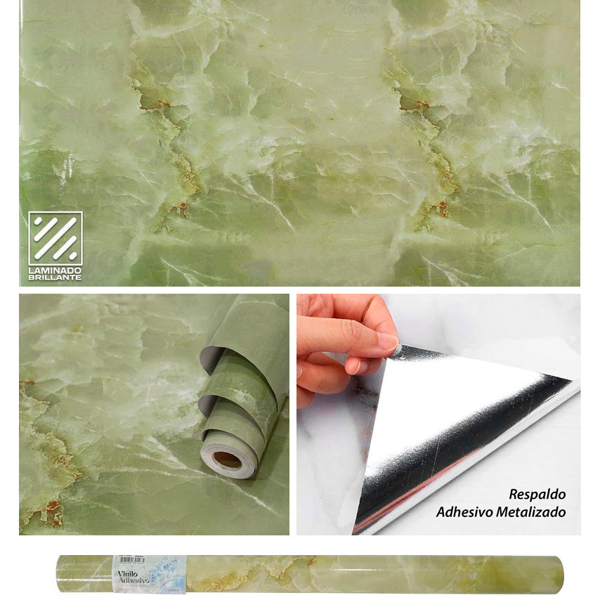 Papel Vinilo Adhesivo De 60 cm x 10 mts Marmol Brillante