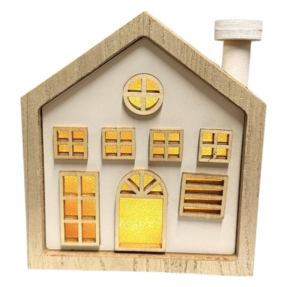 Fachada Navideña Casa Con Luz De 12 cm