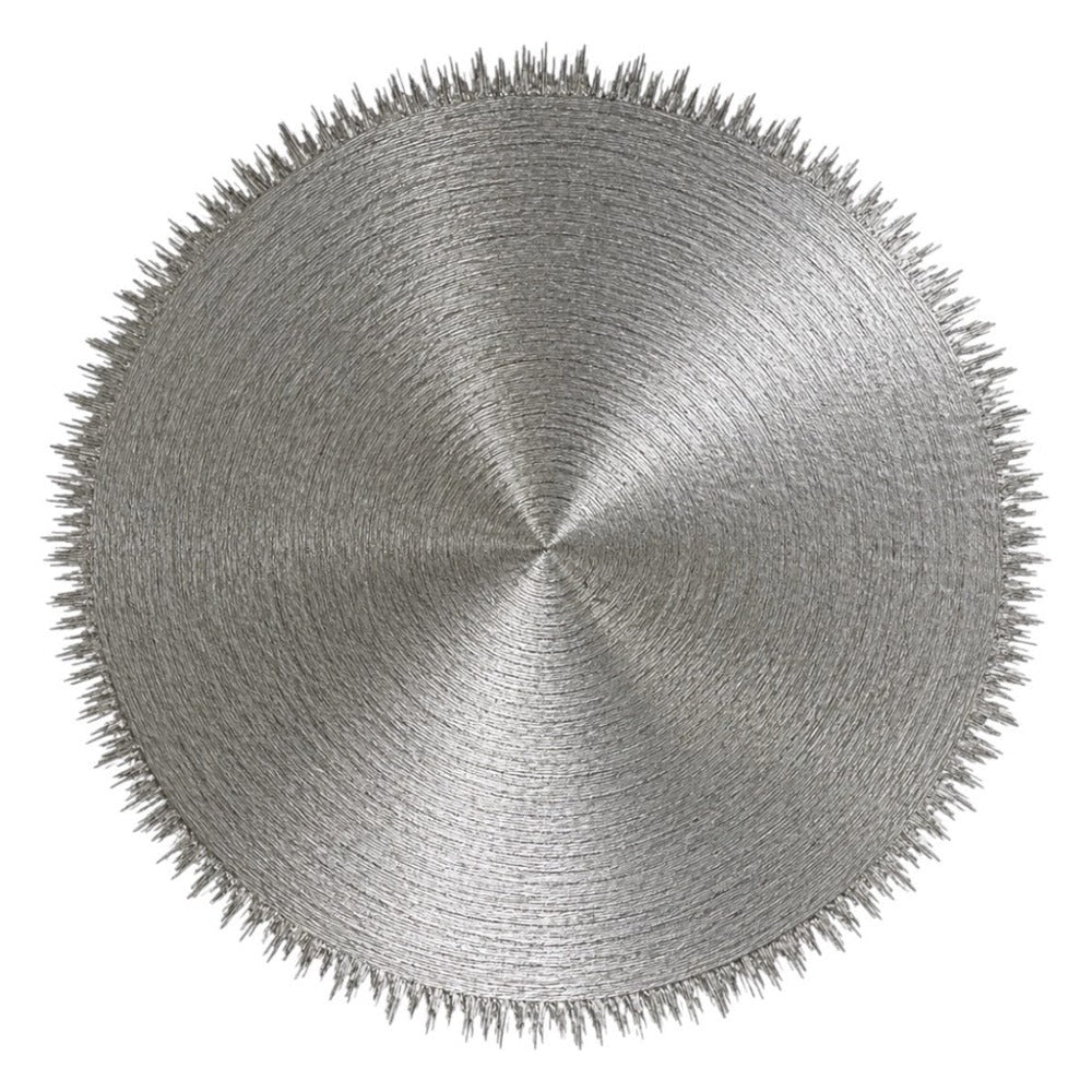 Individual De Mesa Redondo Plateado De 38x38 cm