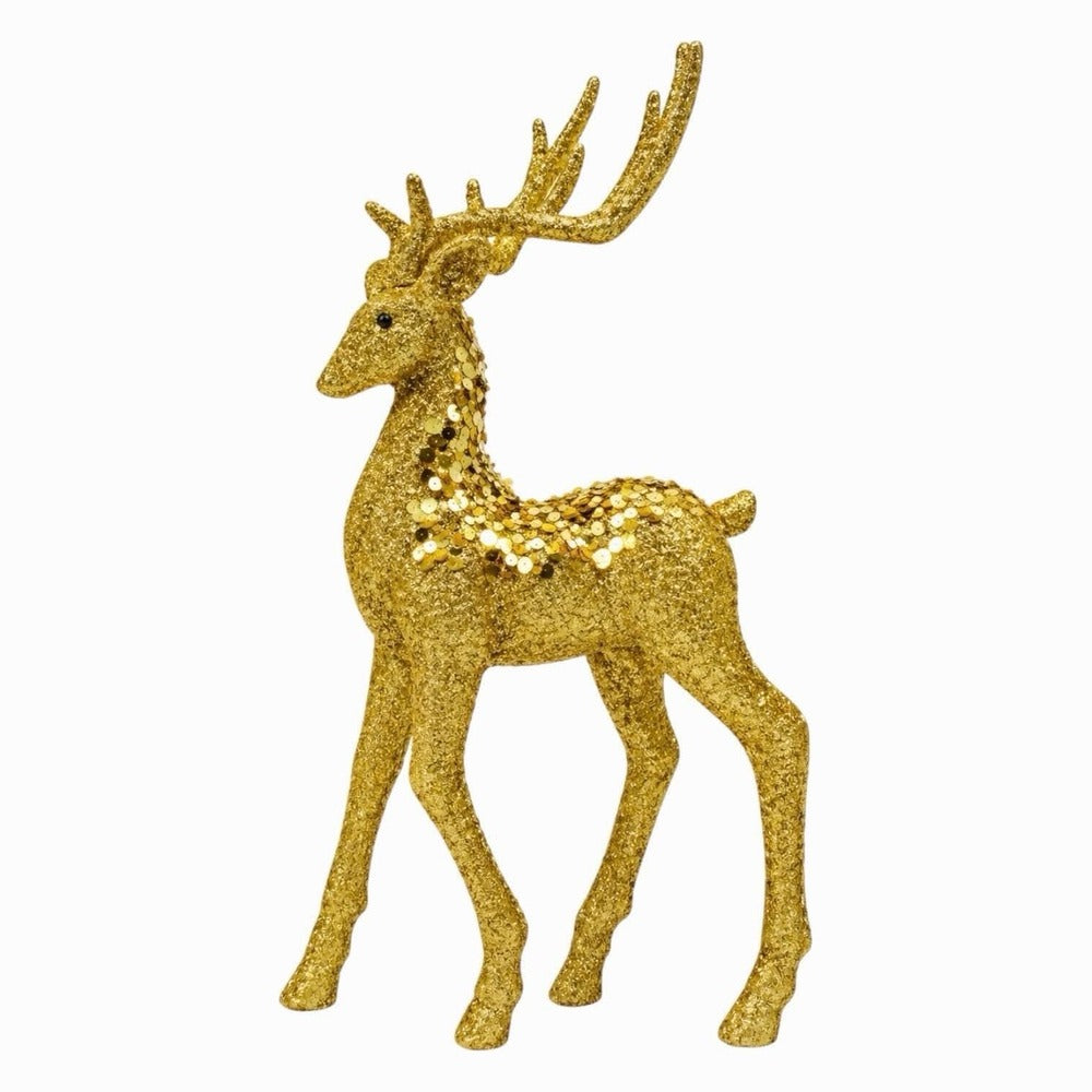Reno Navideño Decorativo Dorado De 33 cm